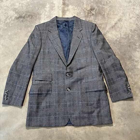 Other - Dimitri‎ Sport Coat Mens 38 Gray Windowpane Plaid Single Breasted Wool Blend